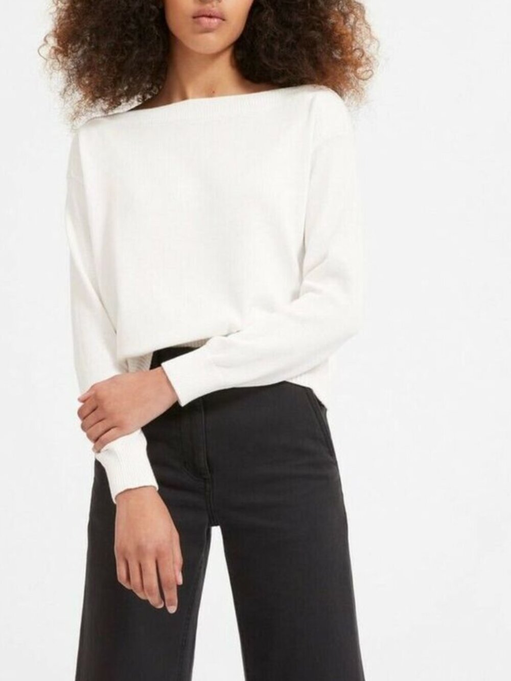 Everlane Boatneck White Sweater, M
